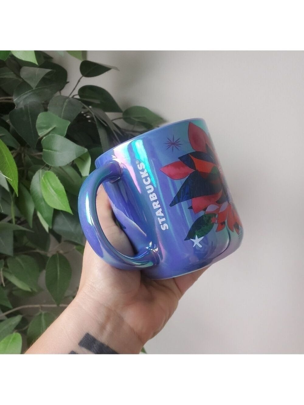 Starbucks Christmas Holiday Mug Poinsettia Floral Purple 2023